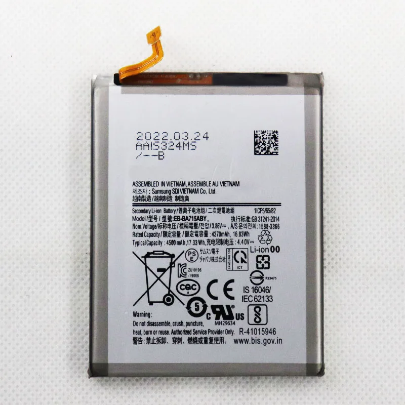 

Replacement Battery EB-BA715ABY 4500mAh For Samsung Galaxy A71 SM-A7160 Authentic Phone Batteries