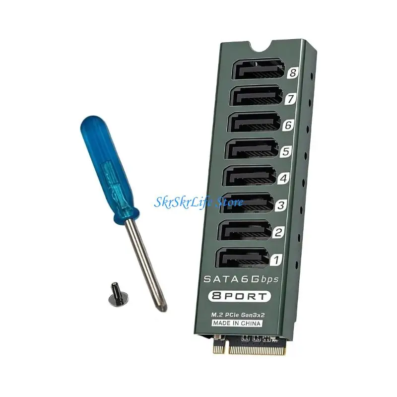 E65E 효율적인 M.2 PCIe-8 SATA3 포트 변환기 6Gbps 빠른 확장 및 금속 케이스