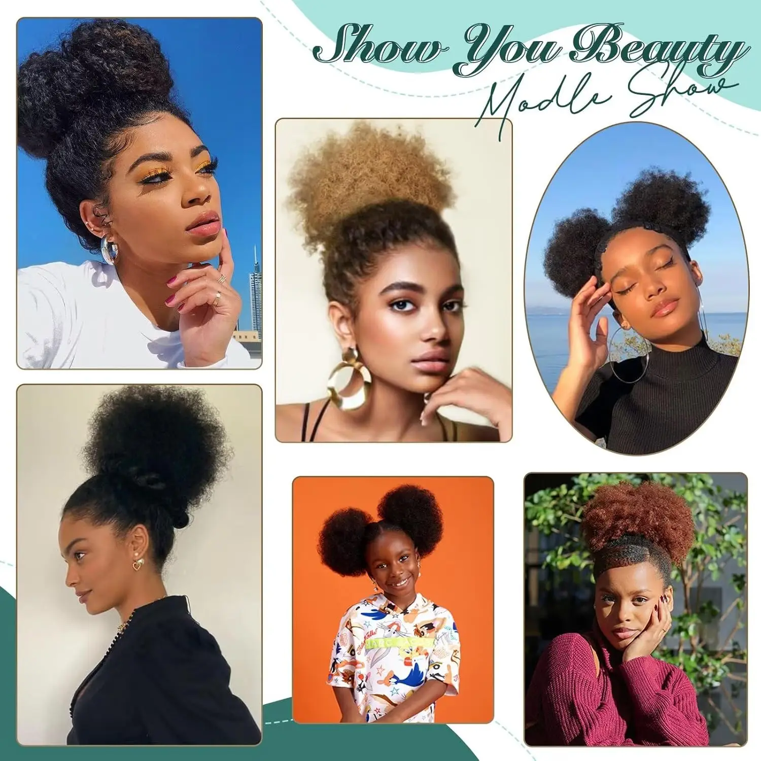 Human Hair Afro Kinky Puffs Drawstring Ponytail Extensions Black Women 4# 99J 30# Kinky Curly Afro Puff Dount Chignon human hair extensions
