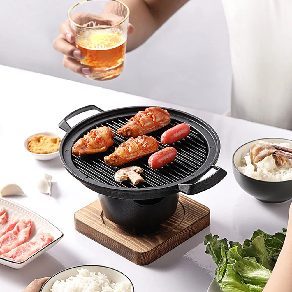 

Japanese Style Grill Portable Barbecue Stove Charcoal Stove Indoor Stove with Wooden Board for Home