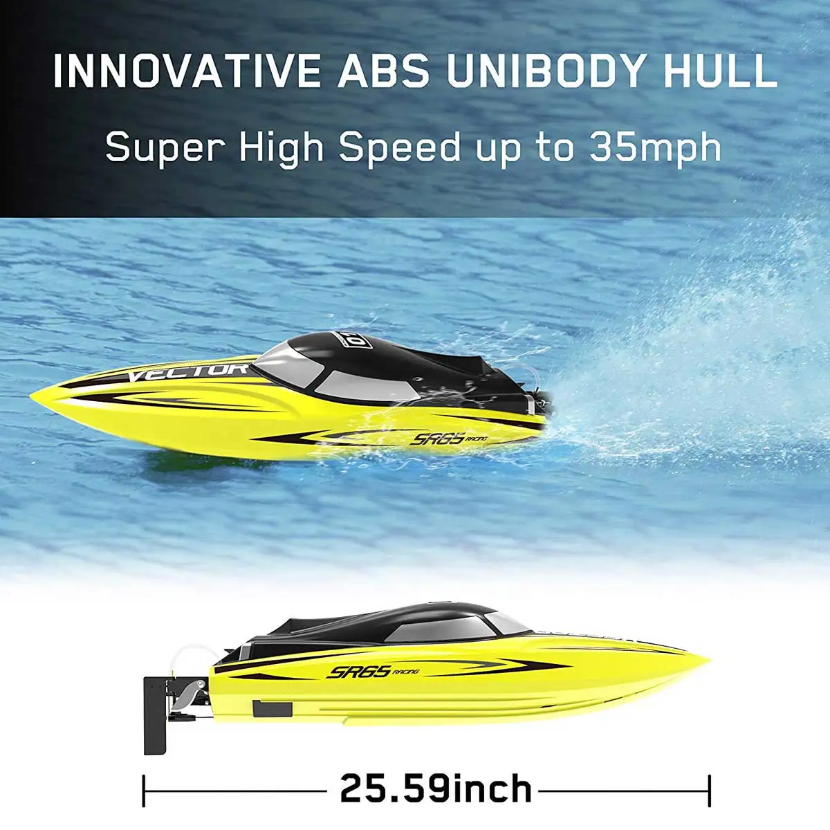 Bateau RC sans balais 65cm 2600KV 20A refroidi par eau - Jaune