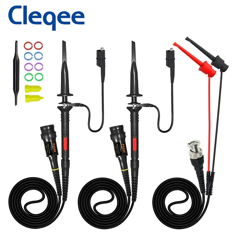 Cleqee P2100 Oscilloscope Probes + P1007B Test Hooks Leads Mini Grabber
