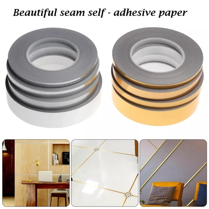 50M Gold black Self-Adhesive Tile Stickers Tape Floor Waterproof Wall Gap Sealing Strip Tile Beauty Seam Sticker Home Decoratio