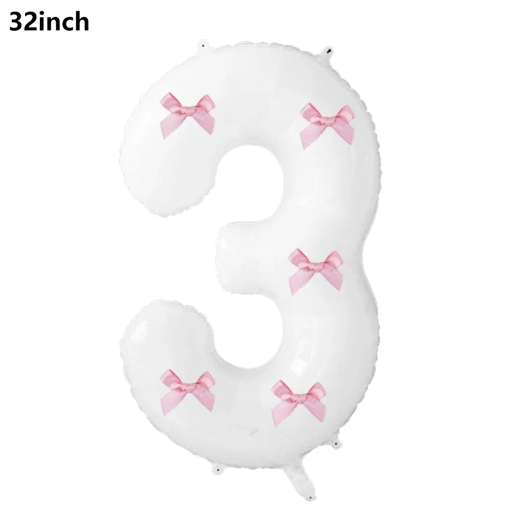 32 Blue, Pink, and Black Number Balloons with Ribbon Bows