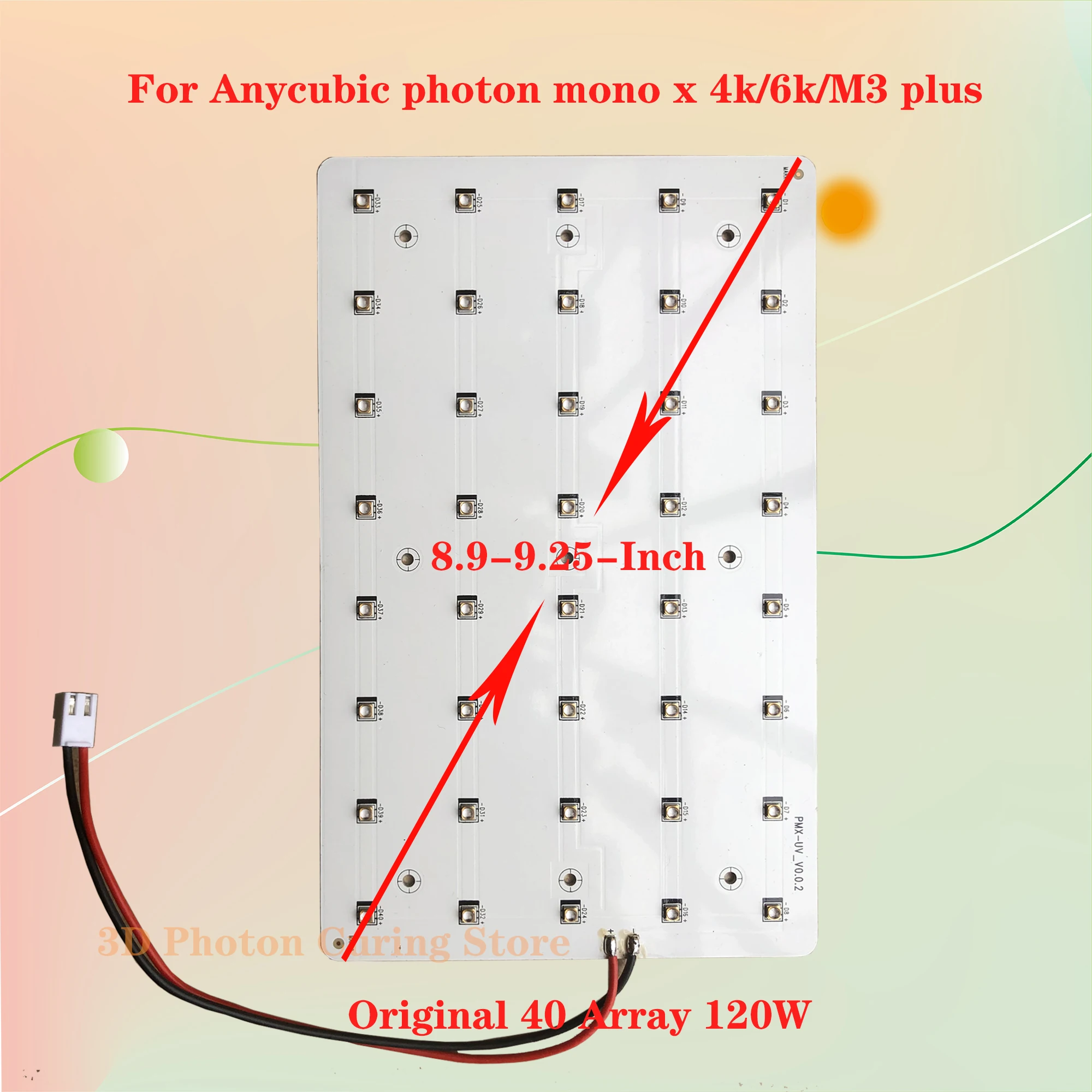 8.9-inch Anycubic photon mono X 4K/6K/M3 plus 3d Printer UV array 40pcs led 405nm 24V DC PLuminous body lamp bead lamp plate