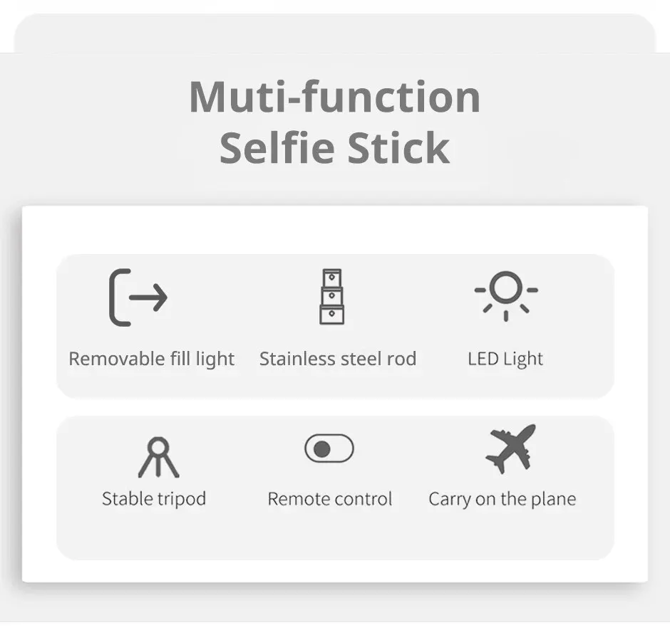 Składany mini statyw do selfie z lampą wypełniającą LED i bezprzewodowym zdalnym wyzwalaczem Bluetooth do smartfonów z systemem iOS i Androidem_voghion.com