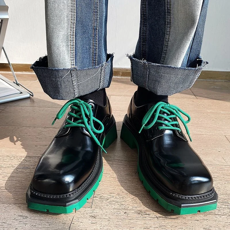 

High Quality Business Men Dress Shoes Square head Male Casual Leather Shoes 2023 Lace Up Wedding Shoes Men Gentleman Derby Shoes