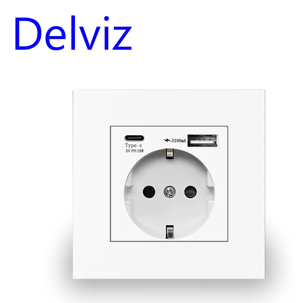 Wall power socket Delviz Wall USB AC 110V-250V 16A Wall Embedded Double usb EU Standard Outlet