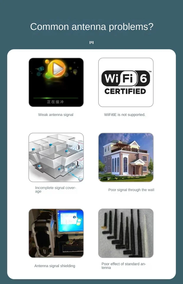 Wifi6e 2.4G/5G/6G triplo cavo di prolunga a doppia frequenza Antenna SMA Router di schede di rete Wireless aspirazione magnetica