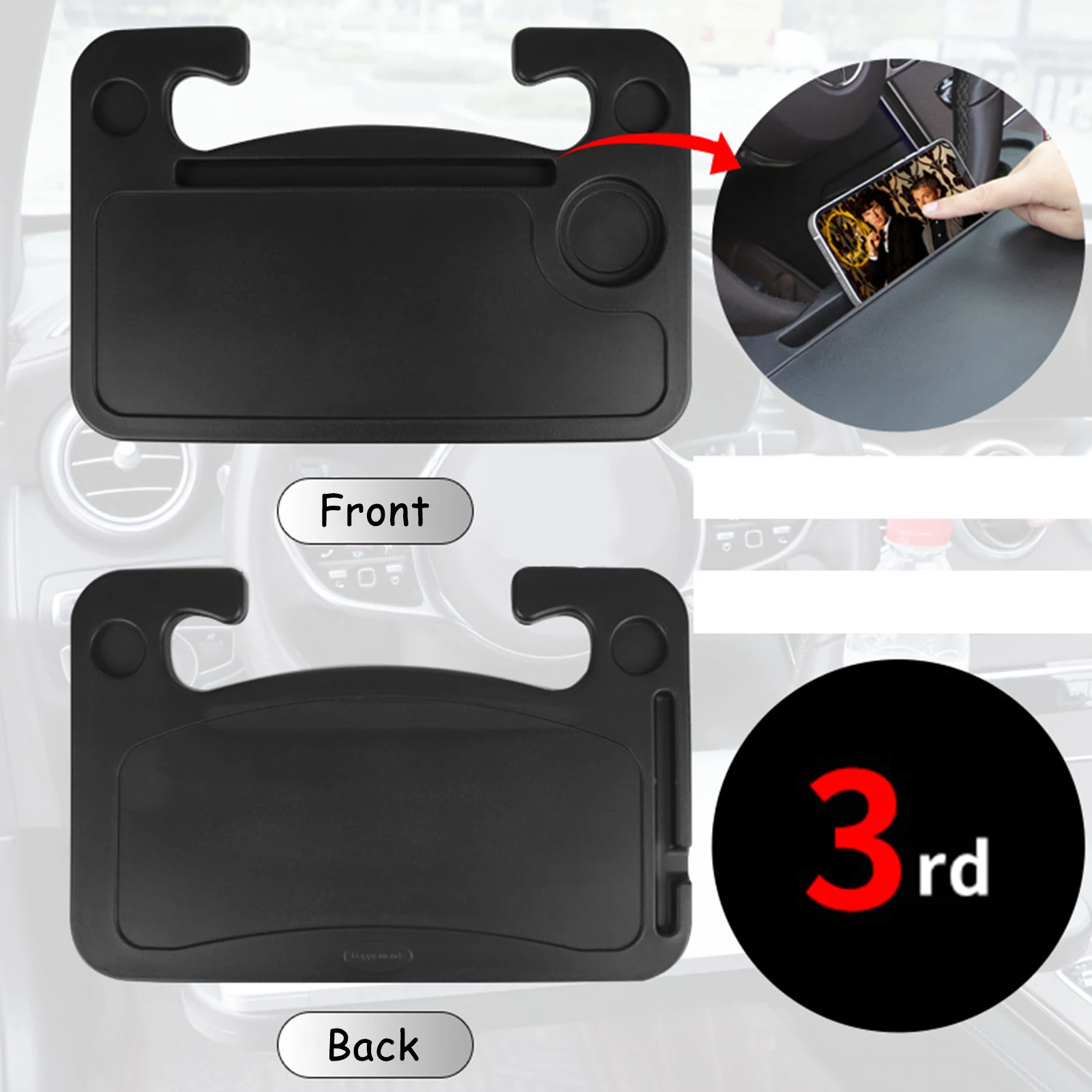 Universal Car Steering Wheel Tray, Double-sided Design, Food And Laptop  Holder, Portable Desk, Assembly Table - Black