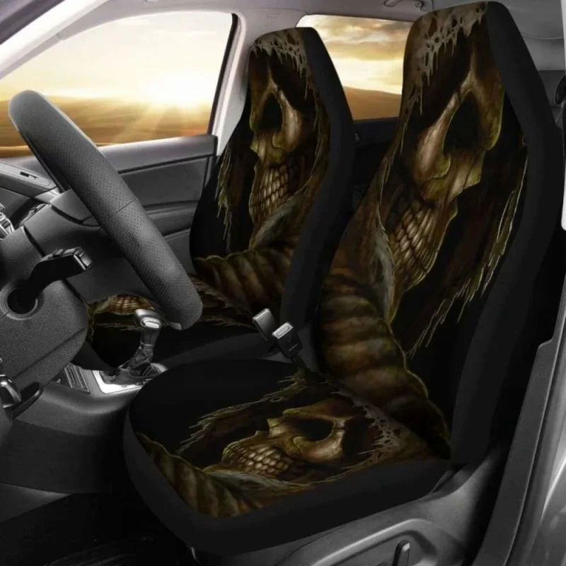 

Set Of 2 Skull Car Covers,Pack of 2 Universal Front Seat Protective Cover