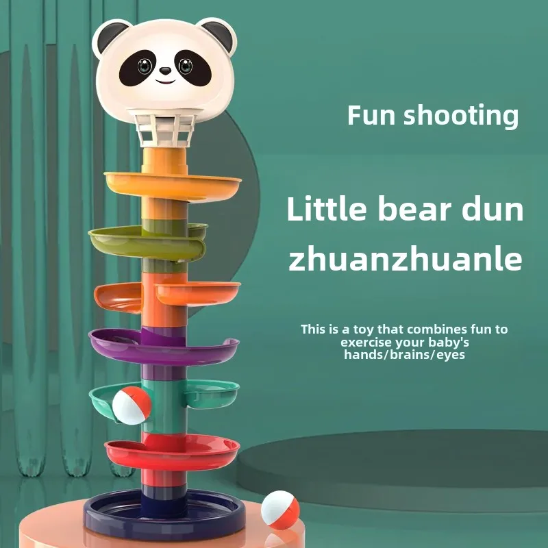 Interactive Baby Basketball Cartoon Toy Tossing Fun Educational Early Learning Stackable Ball Rolling Track Toy For Kids