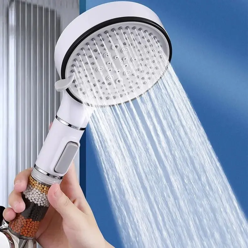 

New 5 Modes Shower Head Handheld Powerful Flow with Beads Filter Pressure Boost Water Saving Shower Head