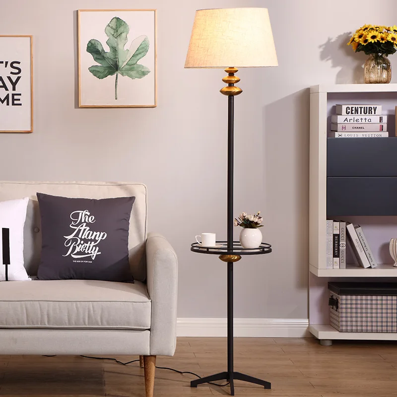 

American coffee table floor lamp LED simple creative study reading living room European bedroom warm floor lamp