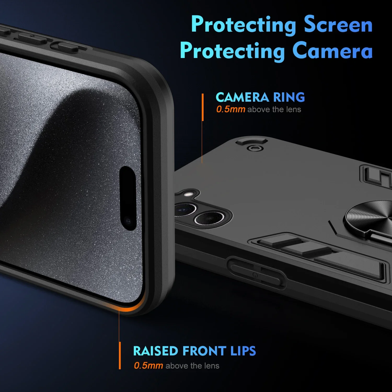 Enhanced Armor Shockproof Case with Protective Ring Stand Cover