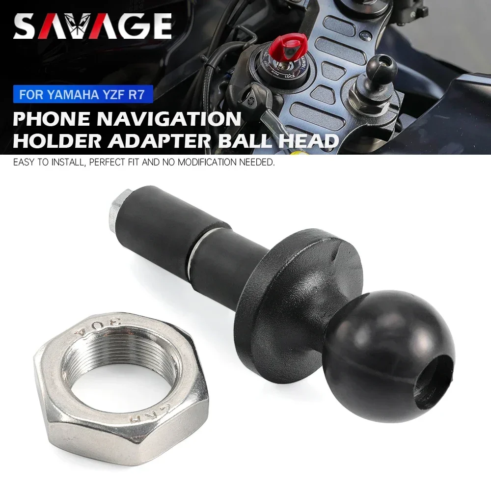 2021-2024 YZF-R7 Phone GPS Navigation Holder Adapter Mobile Phone Bracket Rubber Ball Head Fixed Adaptor For Yamaha YZF R7 2023 gps mobile phone holder mount bracket triple tree stem yoke for aprilia yamaha yzf r1 r1m r1s yzf r6 yzf r6s