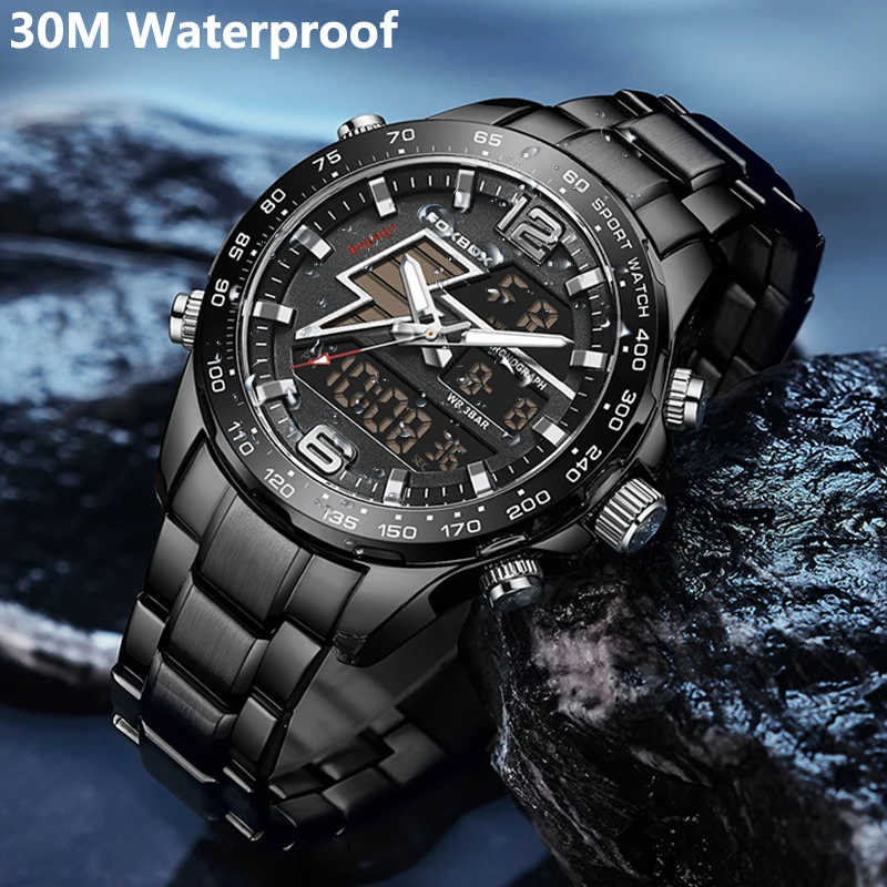 Luxury Brand LIGE New Digital Sports Watch For Men‘s Steel Waterproof Chronograph Clock Fashion Luminous Quartz Wristwatches Man