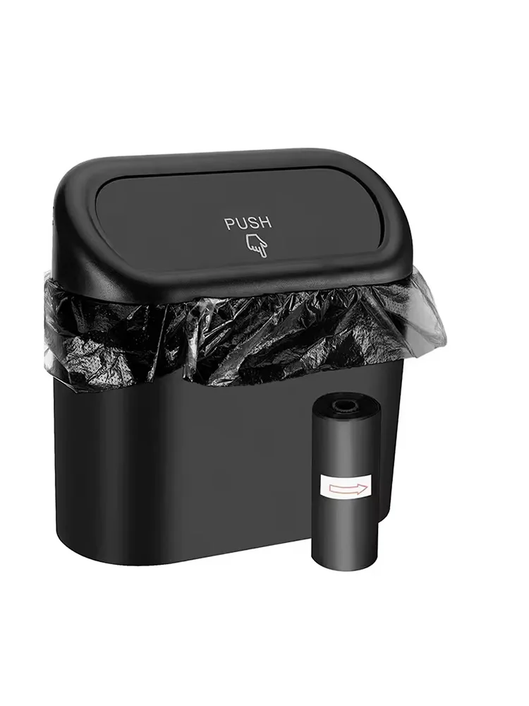 car trash can 1pcs Portable Hanging Car Trash Can+1 Roll Garbage Bag, Efficient Storage, Keep Your Car Clean, Environmentally Friendly Materia