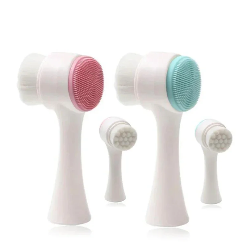 Facial cleanser 1pcs Double-sided Silicone Skin Care Tool Facial Cleanser Brush Face Cleaning Vibration Facial Massage Washing Product