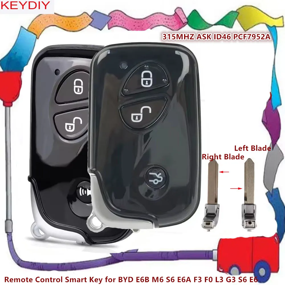 Enhanced Smart Keyless Remote Key Fob with 3 Buttons and ID46 Chip, 315MHz Frequency