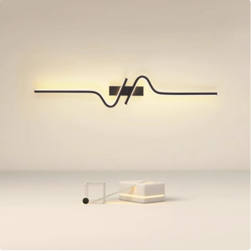 Modern LED 60/80/100cm Wall Lamp Black Aluminium Lights For Entrance Hallway Corridor Bedside Decorative Illumination Fixtures
