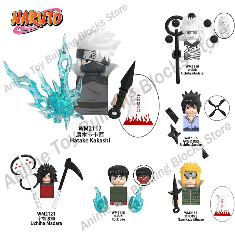 WM6109 Naruto building blocks Bricks assembly Kakashi Sasuke Uchiha Madara Anime Mini Action Figures Heads Toys kids Gifts