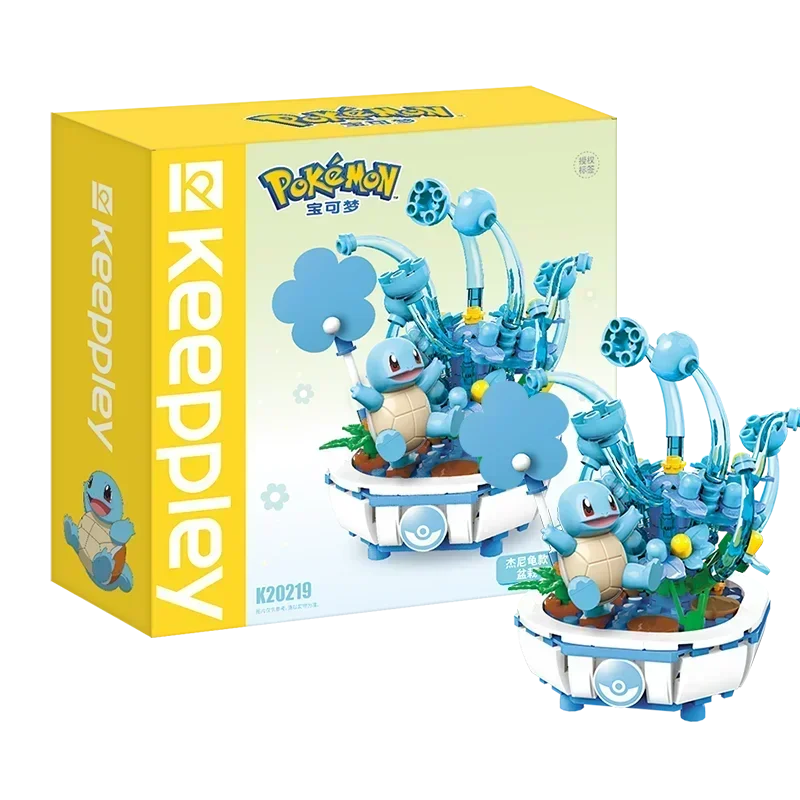 Keeppley Pokemon Building Block Pikachu Charmander Squirtle Model Toy Home Decoration Plant Potted Flower Brick Toy Child Gift