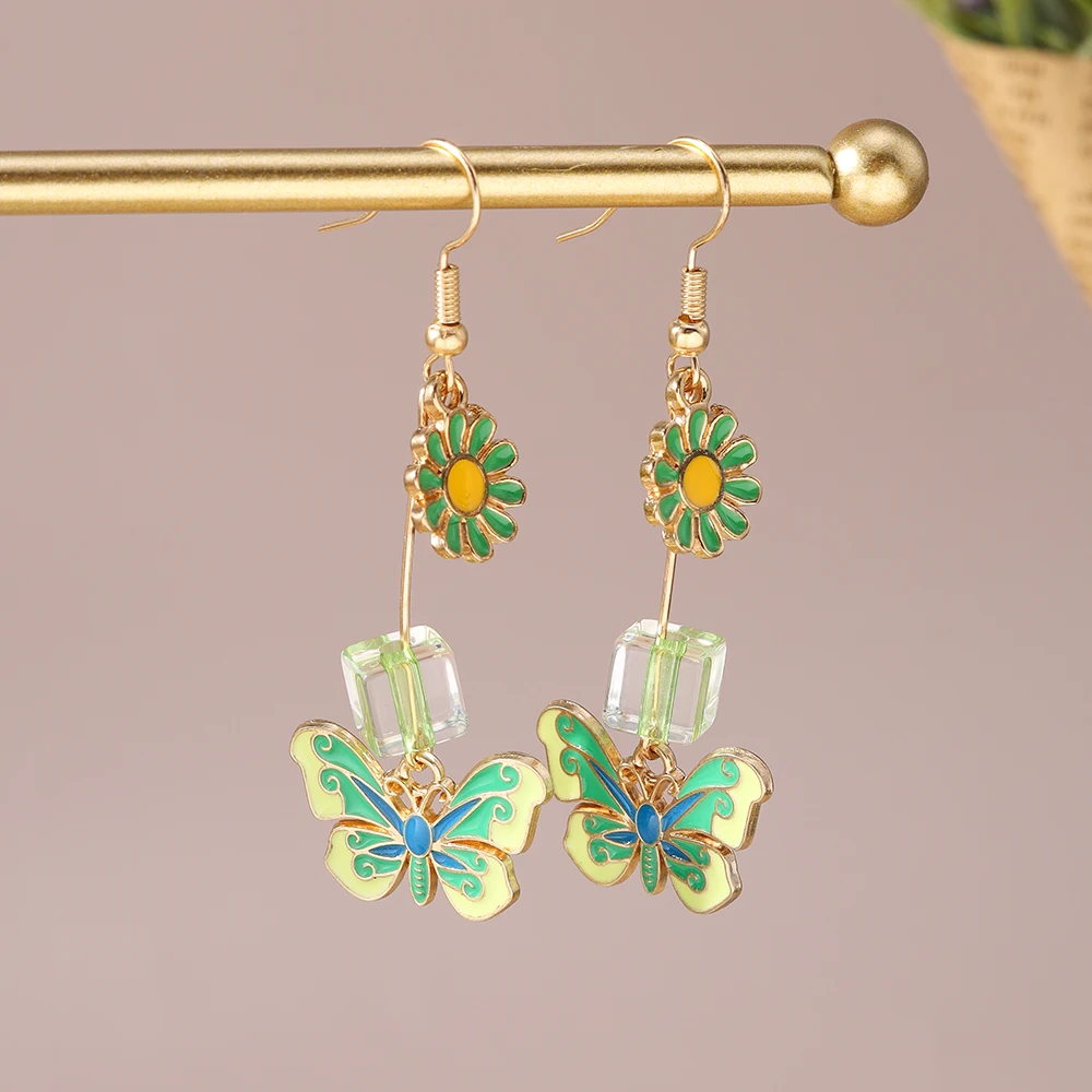 Aihua Neue Mode Nette Blume Schmetterling Ohrringe Süße Schmetterling Baumeln Ohrringe Für Frauen Frohes Neues Jahr Schmuck Geschenke