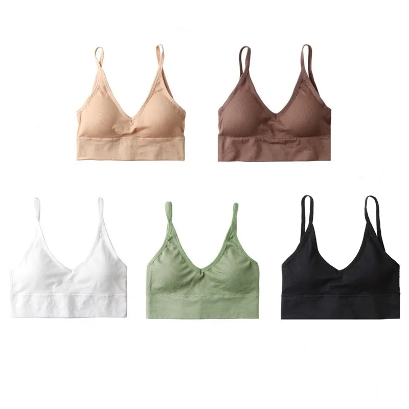 5PCS Sexy Seamless Bra Sports Bra Women Thin Straps Crop Top U Back Gym Bra Wireless Running Arm Yoga Top