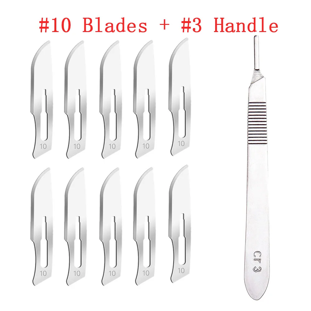 10Pcs Carbon Steel Knife Handle Blade Kit Carving Knife Repair Tools Set DIY Cutting PCB Repair Animal Scalpel Knife Hand Tools