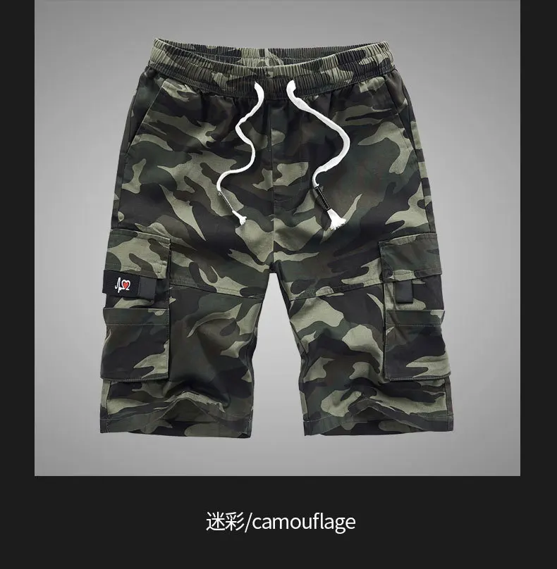 Summer New Men's Camouflage Cargo Shorts Work Loose Large Size  Cotton Five-part Pants Multi-pocket Casual