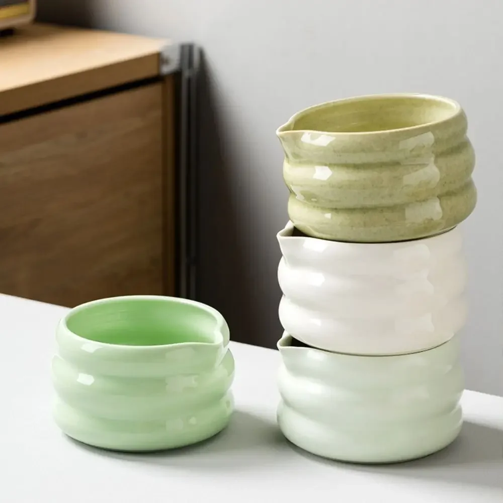 Ceramic Matcha Tea Set Smooth High Temperature Resistant Tea Wash Stool shaped Bowls Large Capacity Durable Ceremony Tool