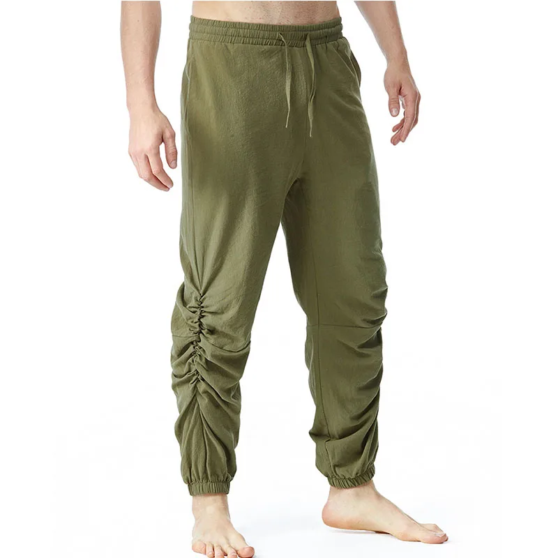 

Mens Medieval Ankle Pants Viking Pirate Renaissance Men Pant Casual Loose Fit Elastic Waist Summer Beach Linen Cotton Trousers