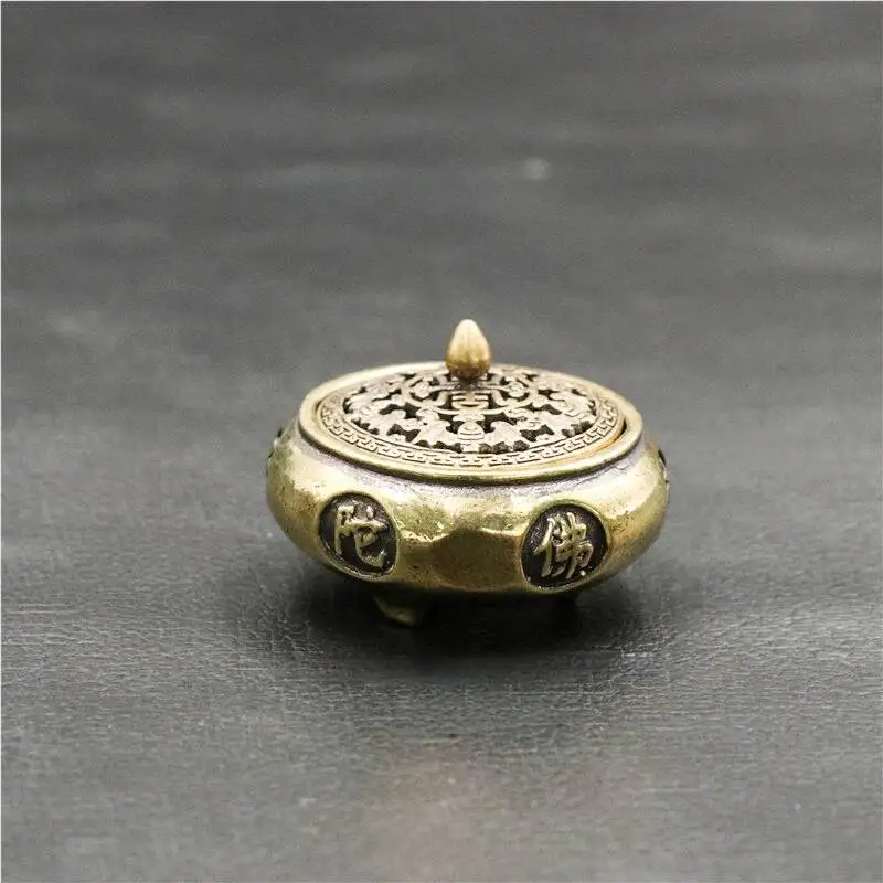 Brûleur d'encens lotus bouddhiste en alliage de cuivre, décoration pour maison et bureau