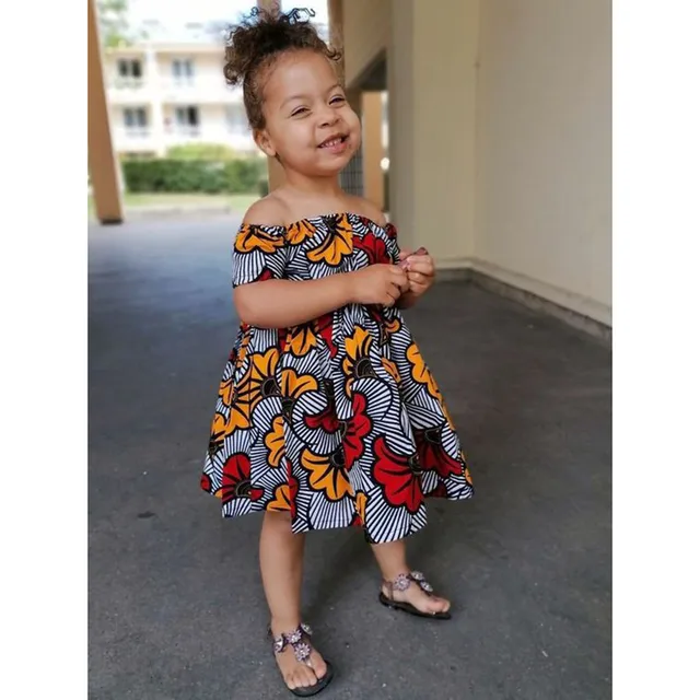 Tosin Short Sleeve Off Shoulder Print Dress - Image 2