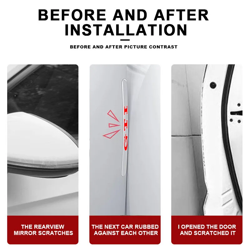 4PCS 투명 자동차 도어 충돌 방지 보호대 범퍼 스트립 엠블럼 VW 골프 아마록 T5 페이톤 ID3 티구안 T-크로스 GTI