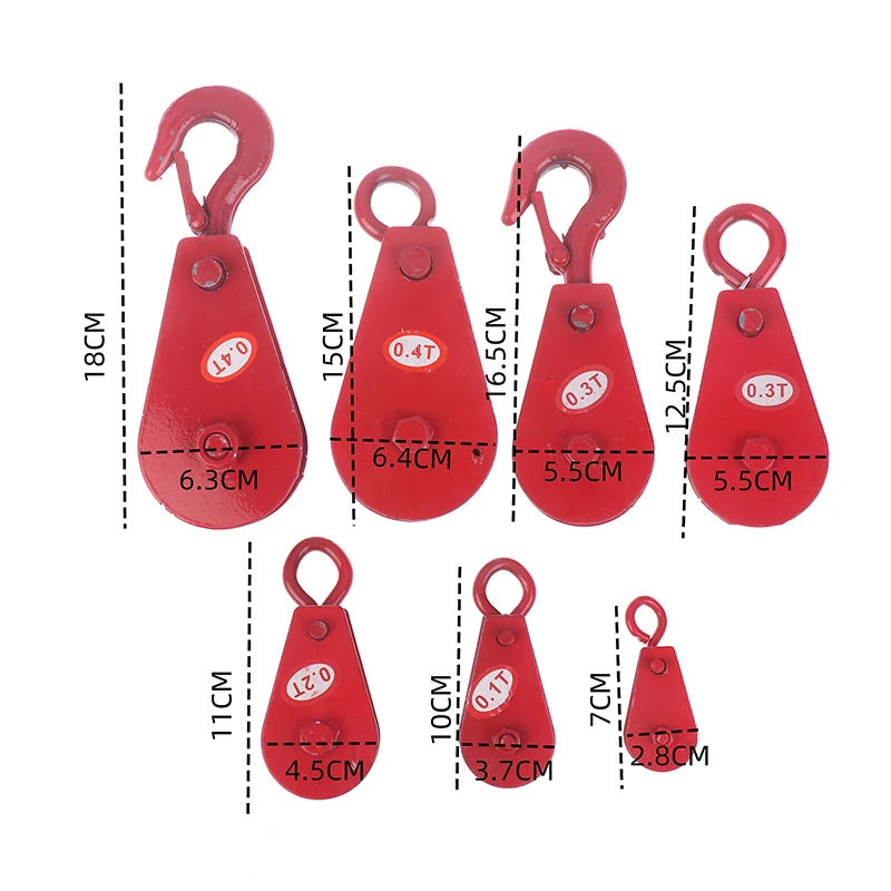 1PC Suspension Hook Suspension Ring Rolling Pulley 0.05T/0.1T/0.2T/0.3T/0.4T Fixed Pulley Wheel Round Ring Dynamic Pulley Set 6