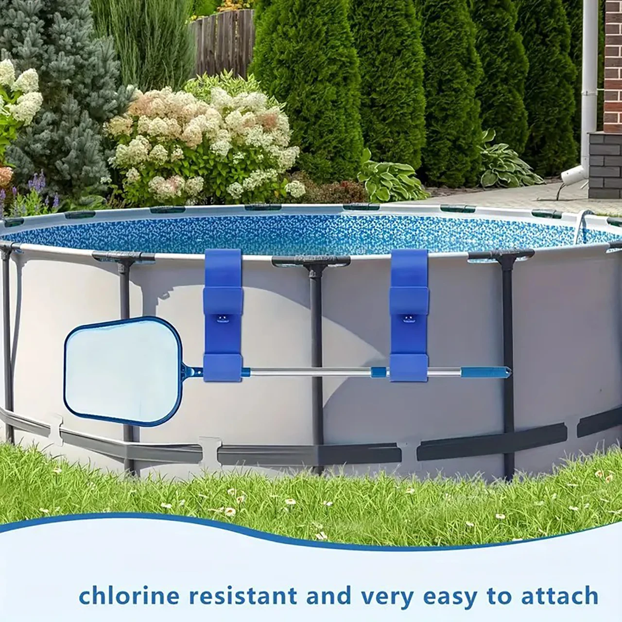 Adjustable Above Ground Pool Pole Hanger Pool Pole Hook for Telescopic Poles Skimmers Leaf Rakes