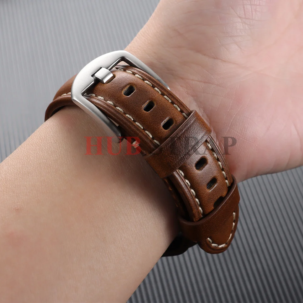 Vintage Leather Oil Wax Discoloration Watchband - Universal Replacement Sport Strap
