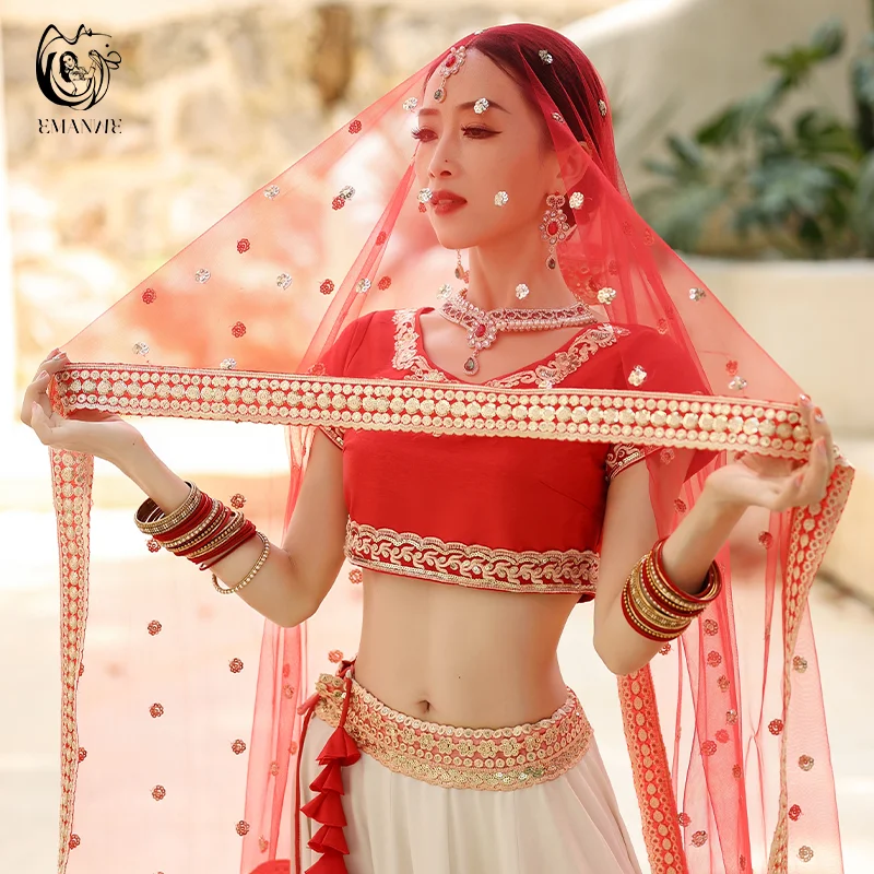 Traditional Dress Indian Dance Dress Ethnic Style Women's Sari Dance Scarf Top Large Swing Skirt Lengha Set Indian Saree