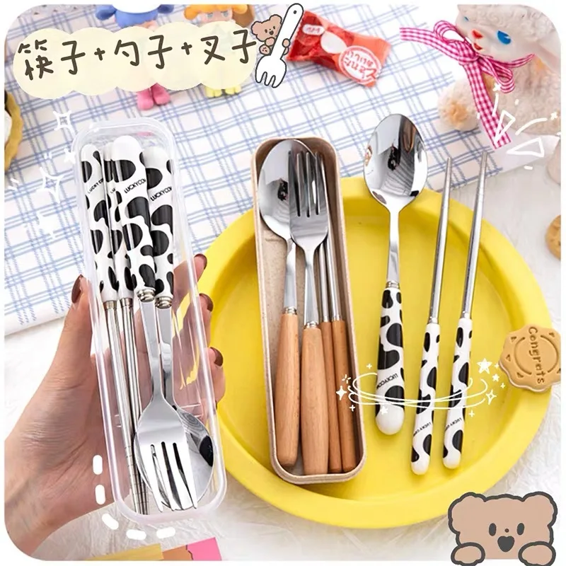

Portable tableware chopsticks spoon wooden handle set high-value ceramic tableware chopsticks set spoon set