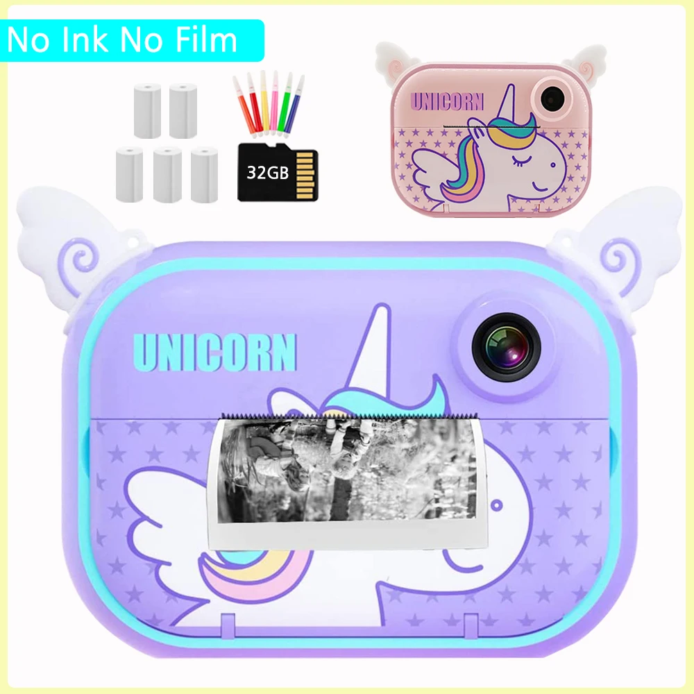 Digital Camera Kids Instant Print 1080P Children Video Educational Toys For Christmas Girls Child Gift