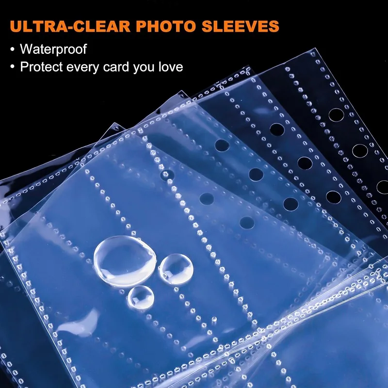 Trading Card Sleeves 10 Page Double Side 4 Pocket Binder Baseball Card Binder Sleeves Fit For 6 Ring Holder
