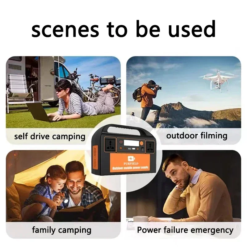 PURFIELD 220V 110V AC 300W Portable Power Station 315WH Solar Generator 90000mAh/3.7V Battery DC Outdoor Emergency Power Supply