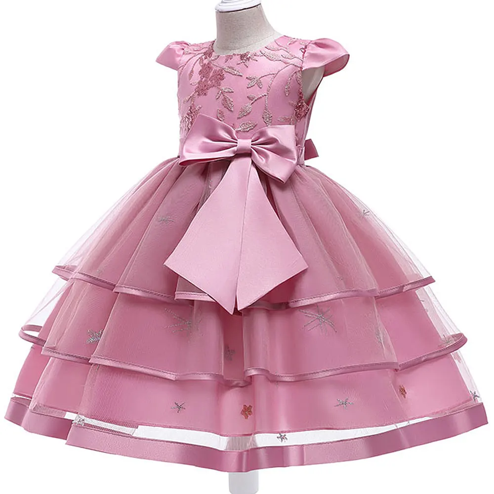 Pageant Gowns 3 Layers Organza Cake Dress Satin Bow Princesse Skirts