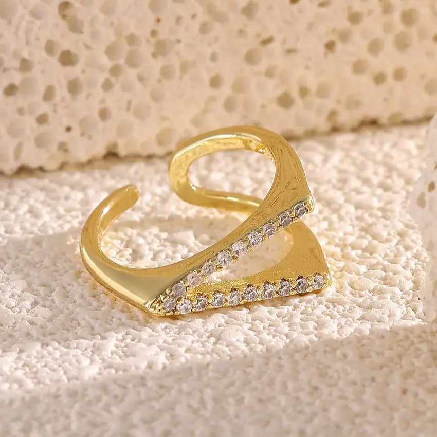 Zircon Rings Women Gold Stainless Steel