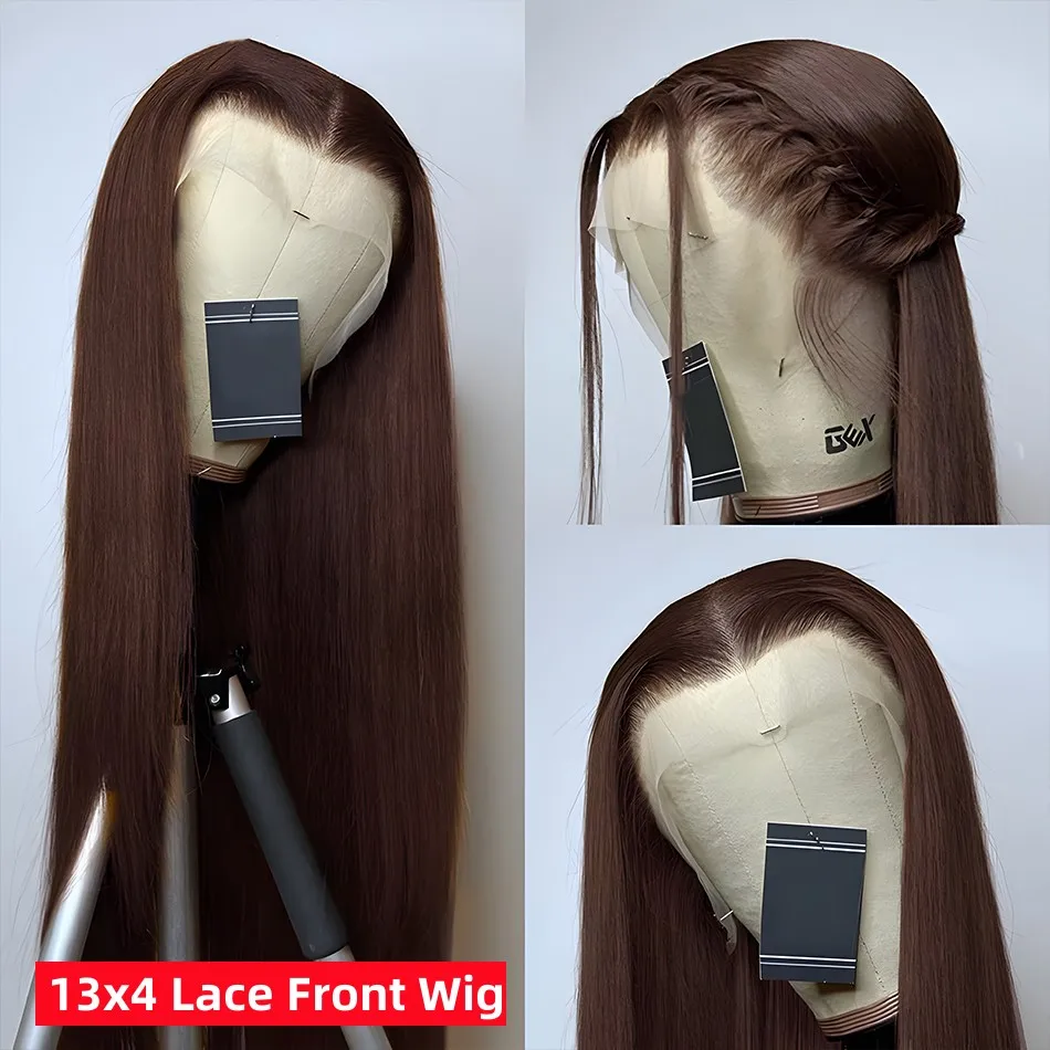 Chocolate Brown Lace Front Human Hair Wigs 13x6 Hd Lace Frontal Wig Straight 13x4 Glueless Preplucked Human Wigs Ready to Wear