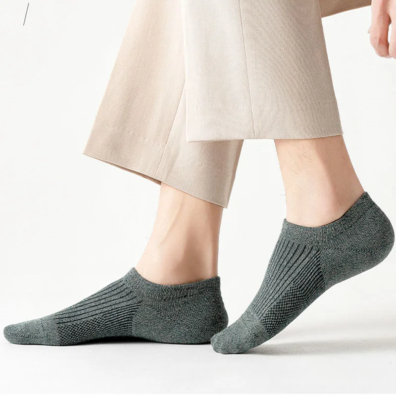 Men's Cotton Socks - 5 Pairs Breathable Mesh Low Cut Sports Socks for Summer