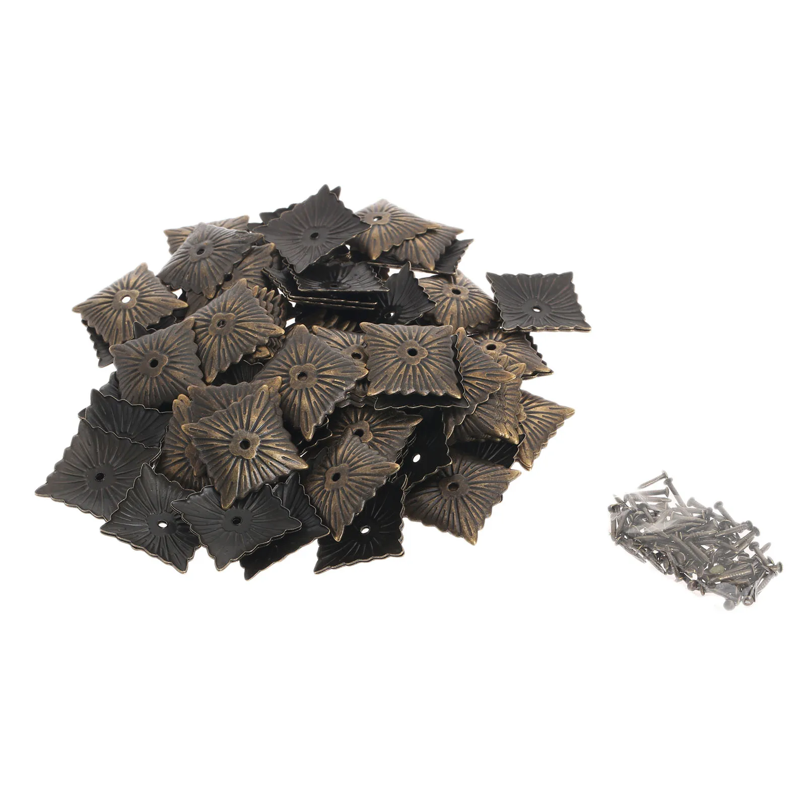 100 Pz 21x21mm Tappezzeria Chiodi Bronzo Antico Decorativo Tappezzeria Chiodi Tack Borchie Porta Divano Complementi Arredo Casa Ferramenta Per Mobili - Foto 8
