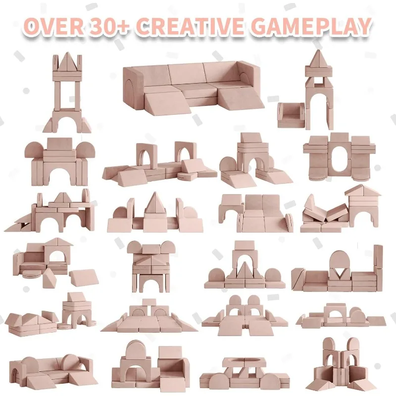 13PCS Modular Kids Play Couch 13 in 1 Toddler Couch for Playing, Creativing, Sleeping Indoor Kids Sofa for Boys and Girls (Pink) 5